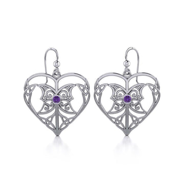 Celtic Triple Goddess Love Peace Sterling Silver Earrings with Gemstone TER1702 - Jewelry